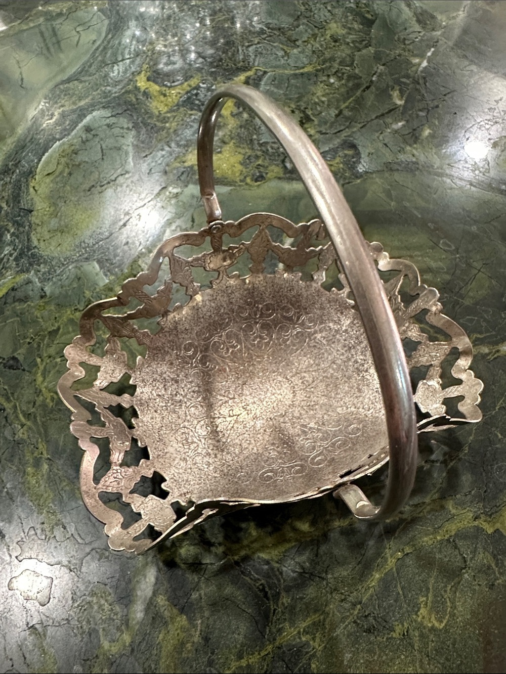 30’s-60’s Sheffield of Eales Silver Decorative Basket with Filigree Edge Handle